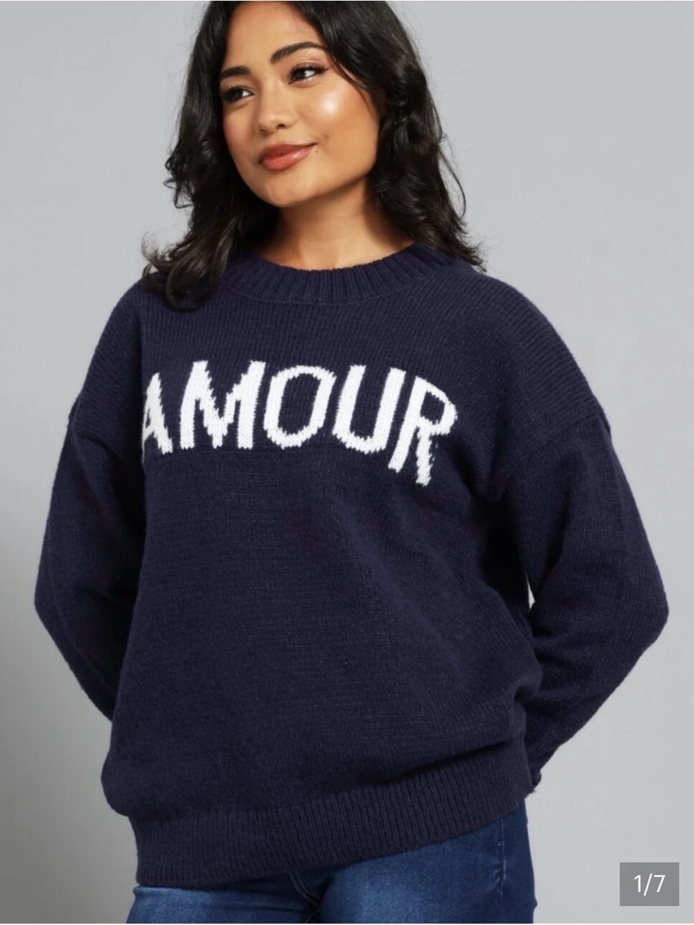 Smash + Tess Navy 'AMOUR' Crewneck Sweater